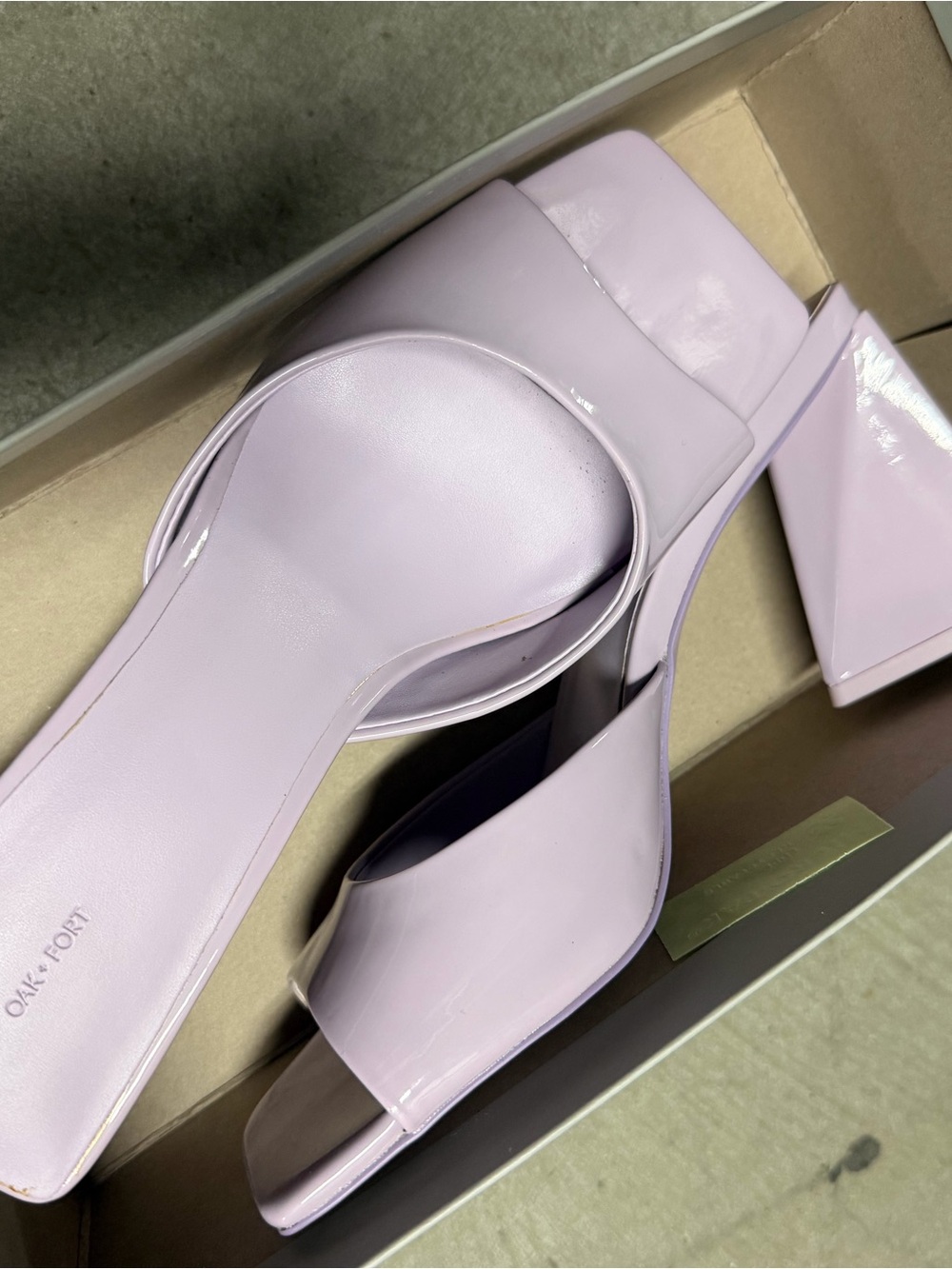 OAK + FORT Lilac Patent Block Heel Mules - Picture 2 of 4
